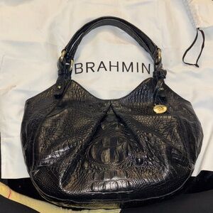 Brahmin Jacqueline Melbourne croc leather shoulder bag / satchel / hobo